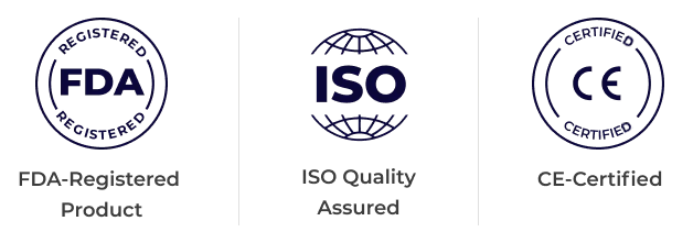 Medical device certifications including CE, FDA, and ISO standards